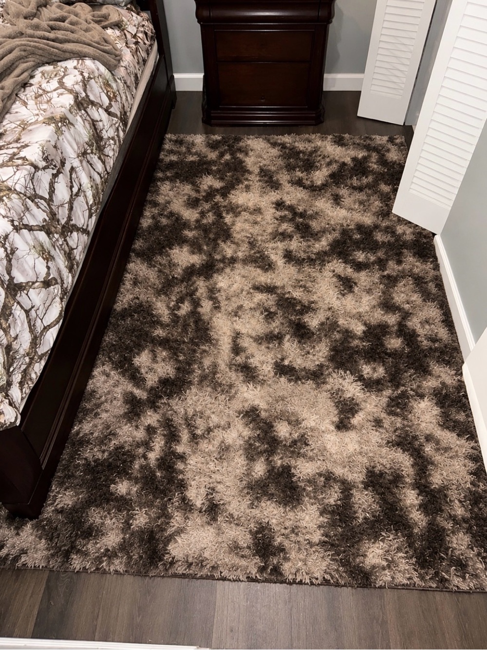 Plush Shag Area Rug - Taupe and Chocolate Brown